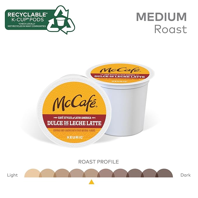 McCafé Dulce de Leche Latte One Step Latte Single Serve Keurig K-Cup Pods Flavored Coffee 60-Count Box (6 Packs of 10)