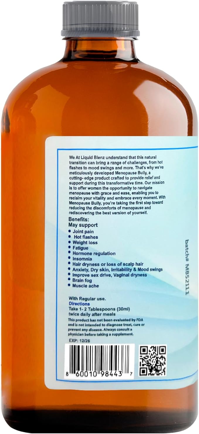 Menopause Bully | Herbal Supplement for Natural Support | Helps Ease Menopause Symptoms &amp Promote Balance | 32 Oz