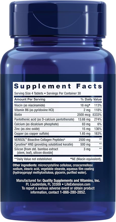 Life Extension Hair Skin &amp Nails- Collagen Plus 120 Count