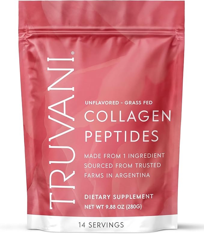 Truvani Hydrolyzed Collagen Peptides | Unflavored | 14 Servings | 20g Grass-Fed Collagen Protein Powder | Promotes Hair Nail Skin and Joint Health | Keto | Dairy and Gluten Free | Women and Men