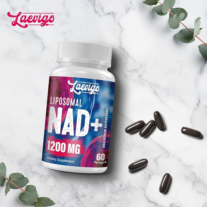 Liposomal NAD+ Supplement 1200mg High Absorption Cellular Energy &amp Mitochondrial Support NAD Plus for Longevity &amp Vitality Anti-Aging Formula 120 Softgels