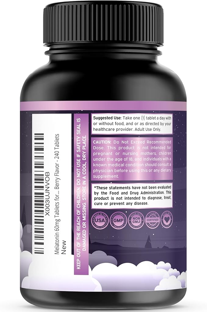 Melatonin for Adults (240 Count) - Fast Dissolving Melatonin Per Tablet - Mixed Berry Flavor and Thyroid Support For Adult (90 Gummies) Support Supplement - Delicious Apple Flavor - Vegan &amp USA Ma