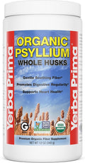 Yerba Prima Organic Psyllium Whole Husks 12 oz - Natural Dietary Fiber Supplement Non GMO Gluten Free Keto and Vegan Friendly for Regularity Support Unflavored