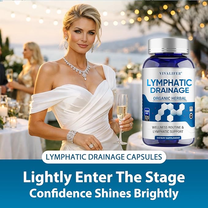 Lymphatic Drainage Supplement 1550mg - 120 Capsules Herbal Lymph Cleanse Formula with Echinacea Cleavers &amp Burdock Root - Promotes Fluid Balance Immune Health &amp Node Function