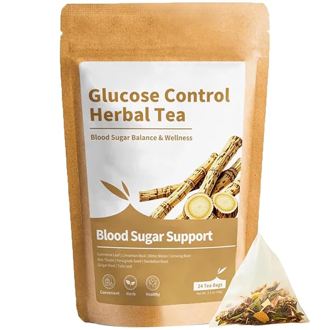 AnderHerbs Blood Sugar Support Tea - Ginseng Cinnamon Gymnema Bitter Melon Milk Thistle Fenugreek Tulsi &amp Ginger - For Maintaining Blood Sugar Levels - Suitable for Hot &amp Cold Brewing (1