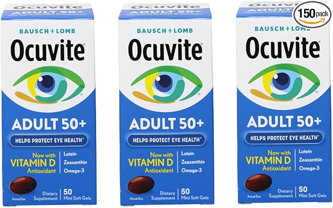 Ocuvite (Pack of 3) Eye Vitamin Adult 50+ Formula 150 Soft Gels Total