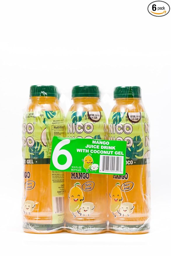 Niconico Mango juice drink with nata de coco 30% fruit juice (16.9 floz 6 Pack)