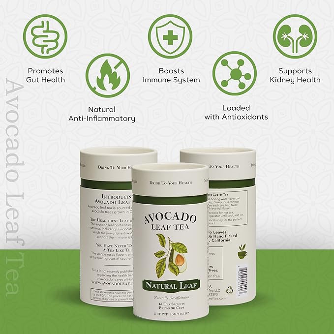 Avocado Leaf Tea Natural Leaf - 2 Pack - Caffeine-free Healthy Herbal Tea | Immune Support | Cold Brew or Hot Tea-30 Tea Bags | 60 Servings (Gluten Free &amp Non-GMO)