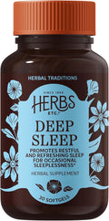 Herbs Etc. Deep Sleep Softgels - Herbal Sleep Support Supplement - Rest &amp Calming Support with Passionflower Chamomile &amp Lemon Balm - 30 Softgels (30 Servings)