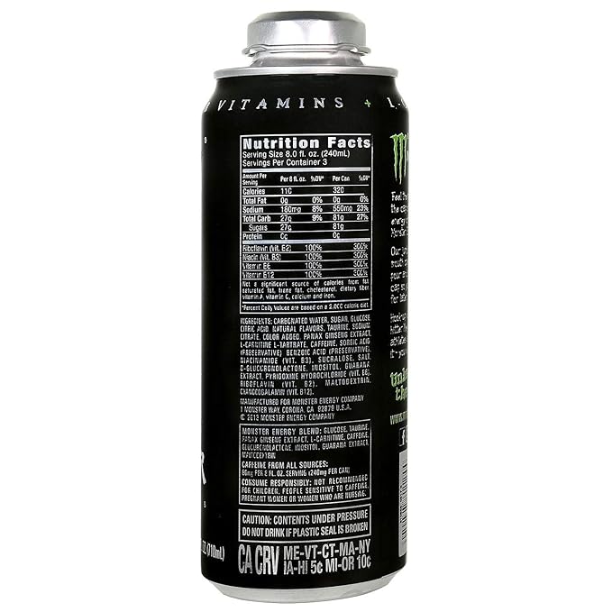 Monster Energy 24 ounce cans with Resealable Lids (Mega Monster 6 Cans)