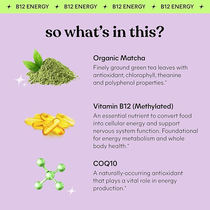 Lemme Matcha Superfood Energy Gummies with Organic Matcha Green Tea Vitamin B12 and Antioxidant Coenzyme Q10 to Support Cellular Energy Metabolism &amp Healthy Skin - Gluten Free Non GMO (60 Count