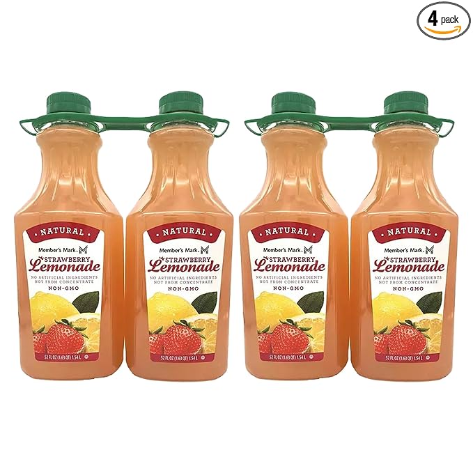 Strawberry Lemonade| 52 fl. oz. 4 pk | Sweet and Tangy Refreshment for Parties Gatherings and Everyday Enjoyment