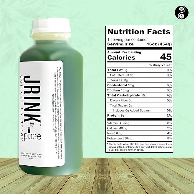 JRINK by Purée Organic Cucumber Juice Cold Pressed Detox Drink Healthy Cleanse with No Preservatives Fresh Raw Juice in HDPE Bottles Organic Fruit and Vegetable Cleanse Beverage 16oz Pack of 24