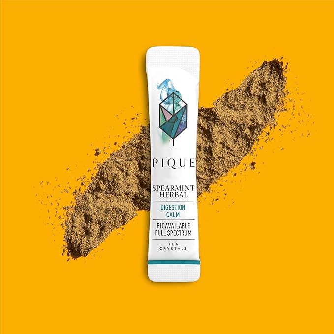 Pique Organic Mint Tea Crystals - Caffeine-Free Herbal Tea Supports Healthy Digestion and Promotes Satiety Refreshing Spearmint - 14 Single Serve Sticks (Pack of 1)