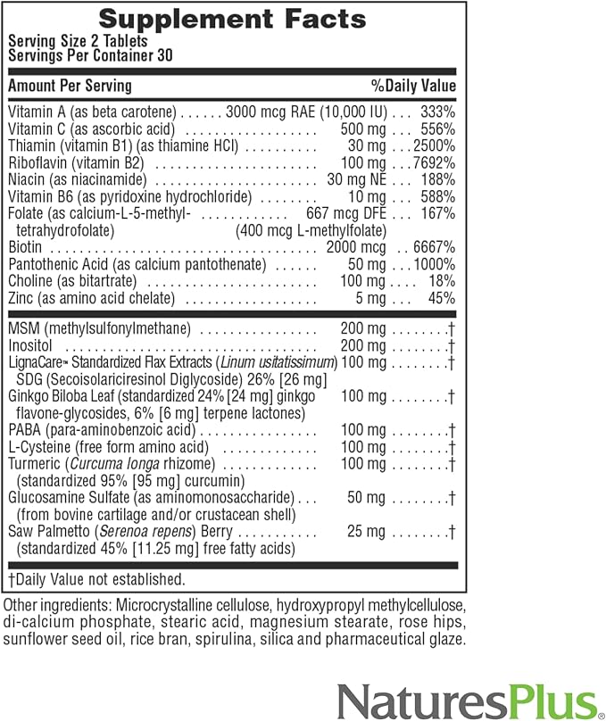 NaturesPlus Women’s Ultra Hair Plus - 60 Sustained Release Tablets Pack of 2 - Nutritional Support for Healthy Hair Structure - Gluten Free - 60 Total Servings