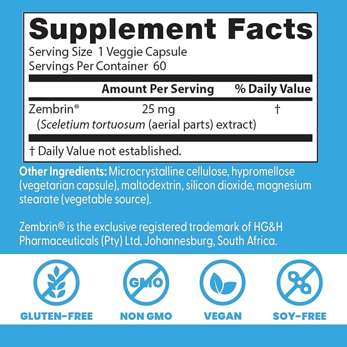 Doctor's Best Calm with Zembrin Stress &amp Mood Support 25mg Veggie Caps 60Count