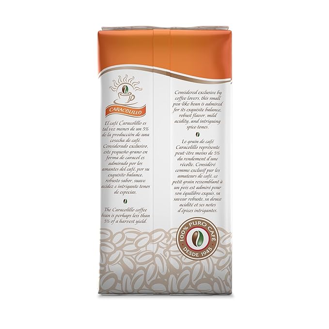Café Santo Domingo Caracolillo 16 oz Bag Ground Peaberry Coffee Medium Roast - Product from the Dominican Republic (Pack of 2)