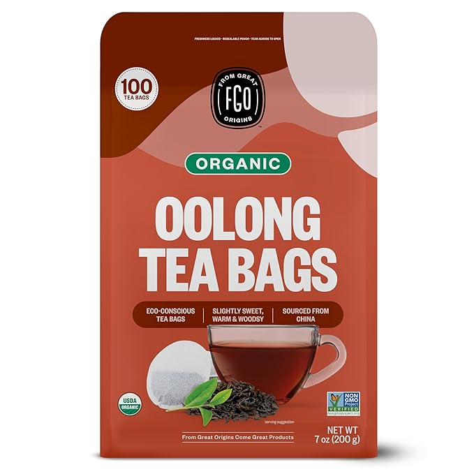 FGO Organic Oolong Tea Eco-Conscious Tea Bags 100 Count Packaging May Vary (Pack of 1)