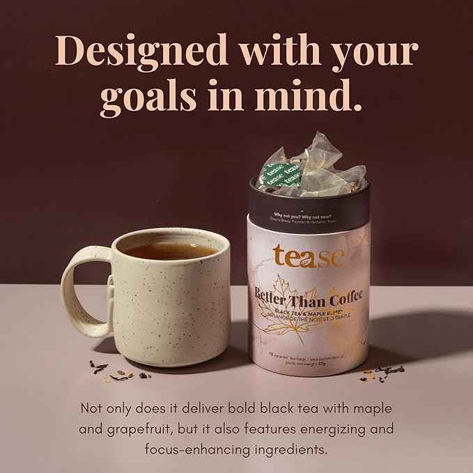 Tease Tea Organic Black Tea - Better Than Coffee Herbal Tea Redefine Your Mornings Organic Black Loose Leaf Herbal Tea Made with Apple Blackberry Leaves for a Perfect Daily Boost