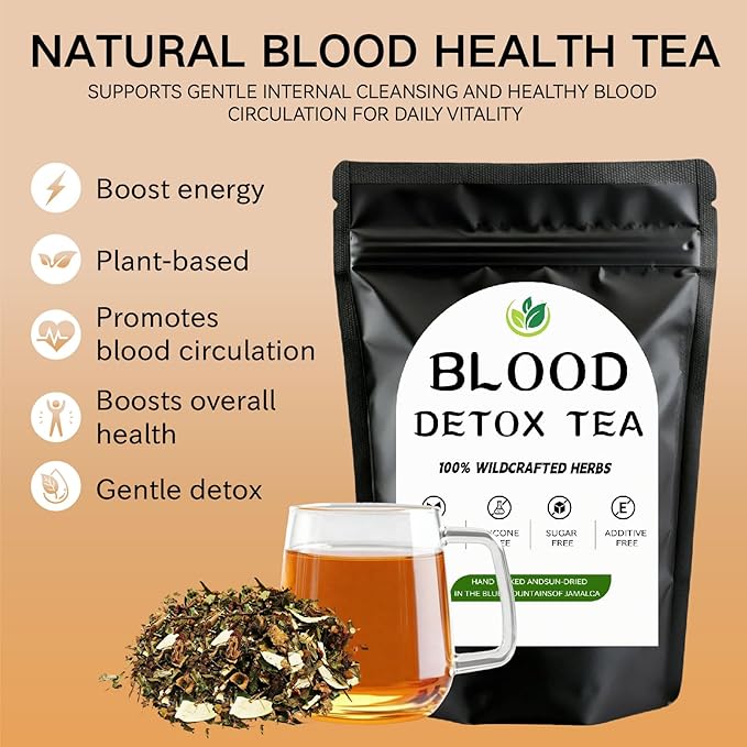 Jamaican Garden Blood Detox Tea 100% Wildcrafted Herbs with Guaco Burdock Root Oregano Cinnamon Moringa Hand Picked and Sun-Dried in the Blue Mountains of Jamalca Gentle For Daily Use (2pcs)