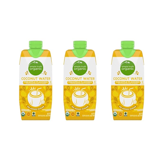 ST Organic Pineapple Flavored No Sugar Added Coconut Water Carton 16.9 fl oz (3 PK)