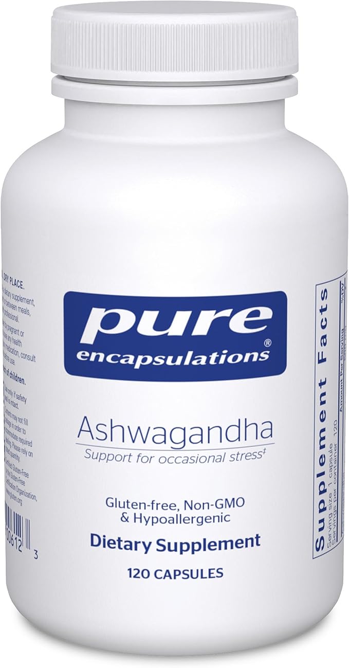 Pure Encapsulations Ashwagandha - 500 mg Ashwagandha Extract - Metabolism &amp Stress Support - Immune Support - GMO Free &amp Vegan - 120 Capsules