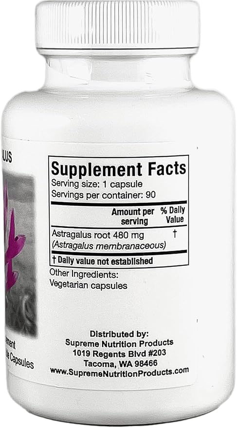 Supreme Nutrition Astragalus Supreme 90 Pure Huang Qi Vegetarian Capsules (Pack of 2)