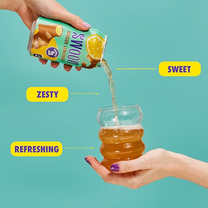 Swoon Ginger Lemonade - Sugar Free Lemonade Low Carb Keto &amp Paleo-Friendly Gluten-Free - Zero Sugar Drinks Made with 100% Lemon Juice Concentrate &amp Sweetened by Monk Fruit 12 Fl oz (Pack o