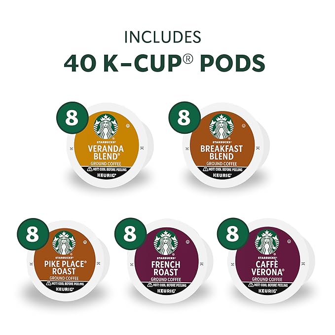 Starbucks K-Cup Coffee Pods Starbucks Blonde Medium and Dark Roast Hot or Iced Coffee Variety Pack 40 Keurig Pods