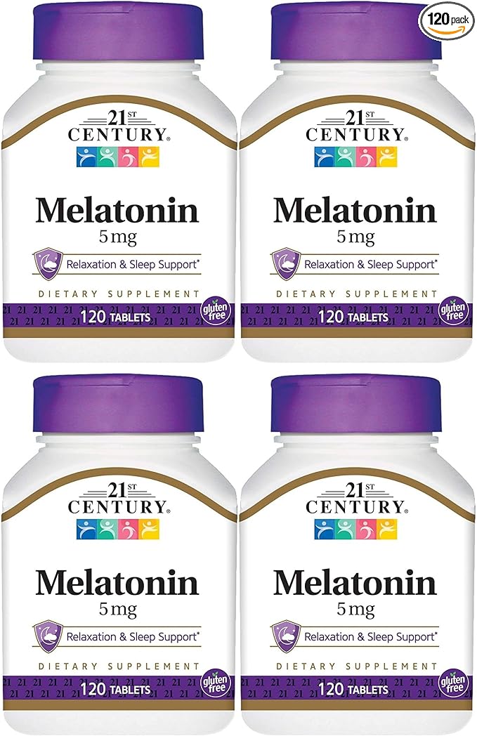 21st Century Melatonin 5mg Tablets - 120 ct Pack of 4