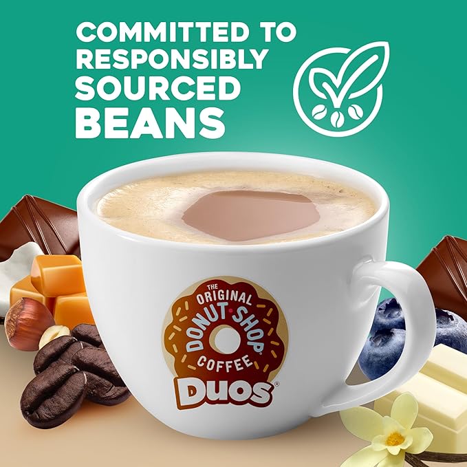 The Original Donut Shop Duos Chocolate Blueberry Coffee Keurig Single-Serve K-Cup Pods 60 Count (6 Packs of 10)