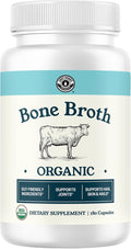 Grass-Fed Bone Broth Capsules with Collagen from Organic Bone Broth Powder. Collagen Supplement for Nails Hair Joints and Digestive Health* Support. Gut Friendly-Ingredients 180 Capsules