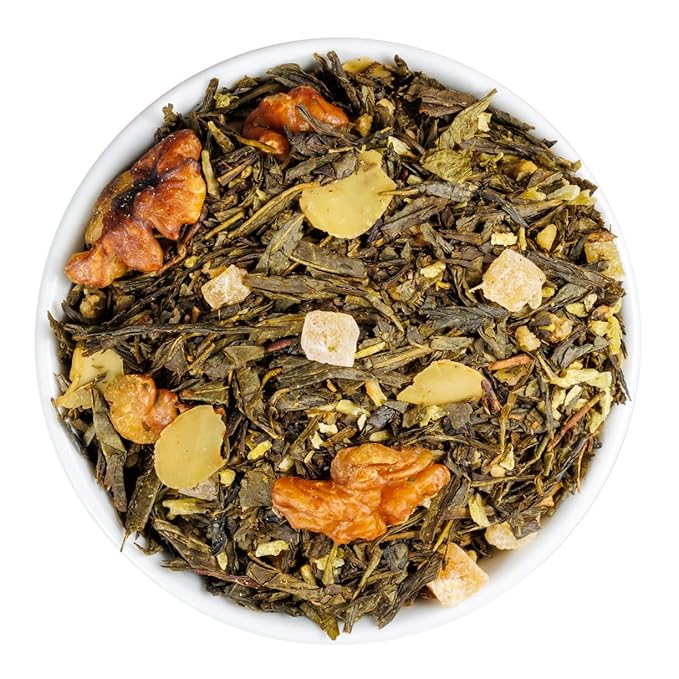 Green Walnut Green Tea With Pineapple Coconut Almonds &amp Maple - Gourmet Loose Leaf Sencha Tea - 1 Pound (16 Oz.) Pouch