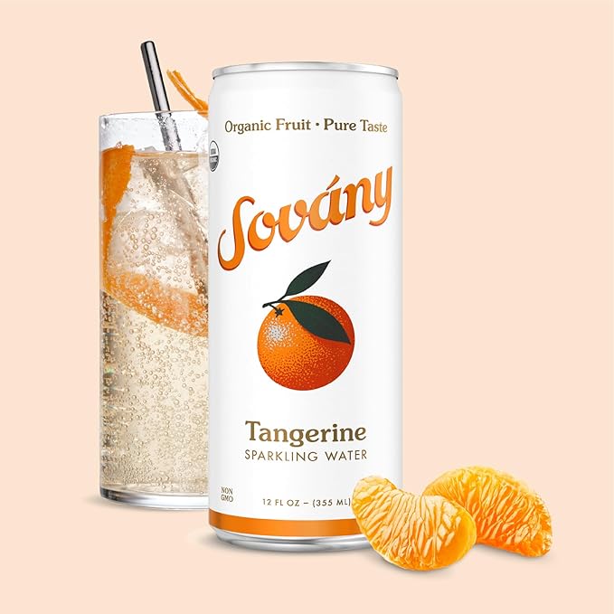 Sovány Flavored Sparkling Water Variety Pack Seltzer Water Drinks USDA Organic Made With Real Fruit Non-GMO Vegan No Added Sugar Low Calorie Tangerine Raspberry &amp Green Apple 12 fl oz