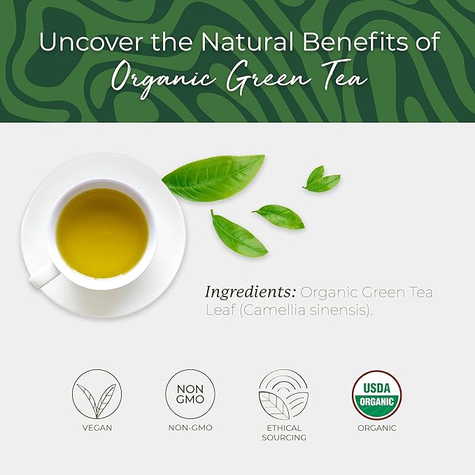 Starwest Botanicals Organic Green Tea - Caffeinated Herbal Tea Contains Caffeine Tea with Antioxidant Properties USDA Organic Green Tea Leaf Non GMO - Bulk Pack 100 Tea Bags