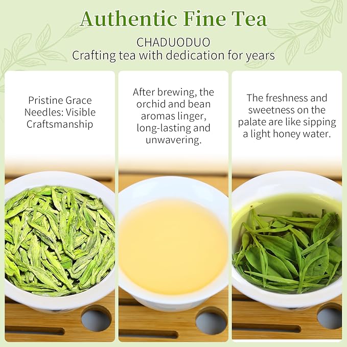 CHADUO Longjing Tea Pre-Qingming Dragon Well Green Tea New Tea Chinese Green Tea Loose Leaf Long Jing Green Tea Rich Bean Aroma First Grade 120g/4.23oz 龙井 龍井茶 中国绿茶