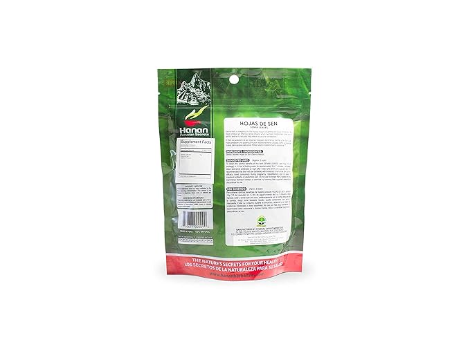 Hanan Peruvian Secrets Hojas de Sen Herbal Tea | 100% Natural Senna Leaves | 1.06oz / 30g | Naturally Aids in Gently Relieving Occasional Constipation and Bloating - 6 Pack