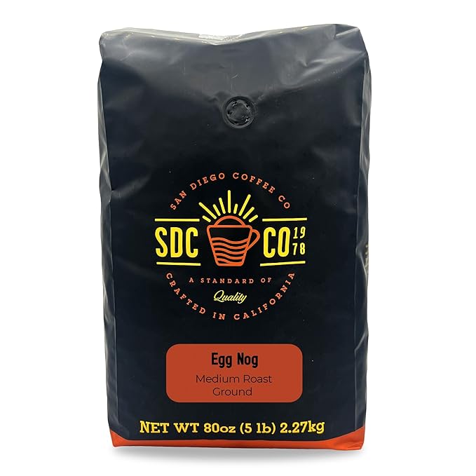 San Diego Coffee Egg Nog Medium Roast Ground Coffee 5-Pound Bag Café molido tostado