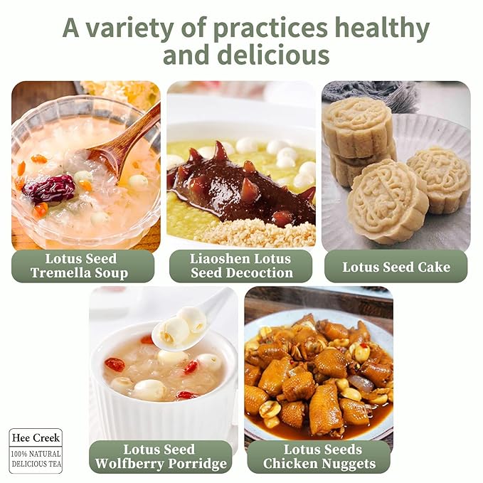 Hee Creek Premium Dried Lotus Seeds 14.1oz/400g White Lotus Seed without Cores Cooking Porridge and Soup Raw Materials 莲子 通芯白莲子 煮粥 银耳莲子羹原料