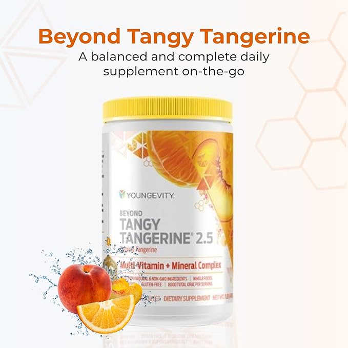 Youngevity Beyond Tangy Tangerine 2.5 Tropical Tangerine Ultimate Multi-Vitamin &amp Mineral Complex - Made with Natural &amp Whole Foods | 8000 ORAC