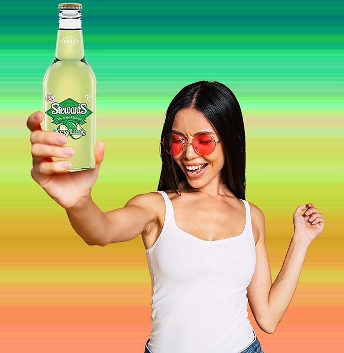 Stewarts 12 oz Glass Bottle Soda (6 Pack Total of 72 Oz) (Key Lime Soda)