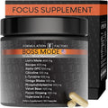 Formulation Factory Nootropic Brain Supplement - Boss Mode Focus &amp Memory Complex with Lion's Mane Alpha GPC &amp Bacopa - Cognitive Support - 120 Capsules 2 Month Supply