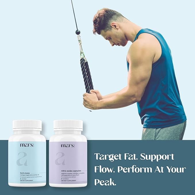 mars by GHC Vitality Max Combo | Natural Lion’s Mane &amp Nitric Oxide Capsules | Focus Energy &amp Performance Support | 240 Capsules | Pack of 2