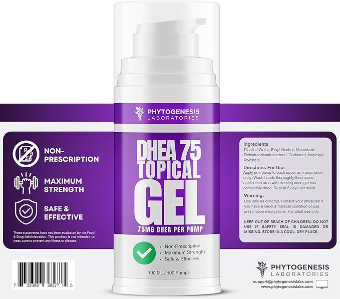 DHEA 75 – 75mg DHEA Per Pump – Promotes Healthy Aging Healthy Mood Immune Support Balanced Levels and Overall Health – One Month Supply (3)