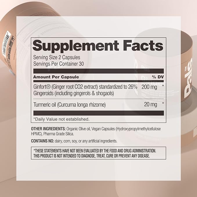 Pure Ginger Root Capsules Enh-12x: Ultra Potent 26% Gingeroids Extract Vegan Ginger Supplements for Nausea Bloating &amp Menstrual Cramps Natural No Fillers Non-GMO (30 Days)