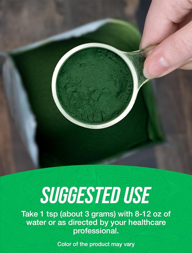 BulkSupplements.com Organic Spirulina Powder - Superfood Green Spirulina Powder Herbal Supplement - Vegan-Friendly 3g per Serving 500g (1.1 lbs) (Pack of 1)