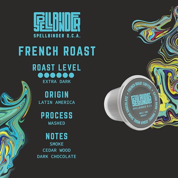 Spellbinder D.C.A. | French Roast Coffee Single Cup B-Pods | Only Compatible with Bruvi Single-Serve Coffee Brewer | Includes 60 Pods