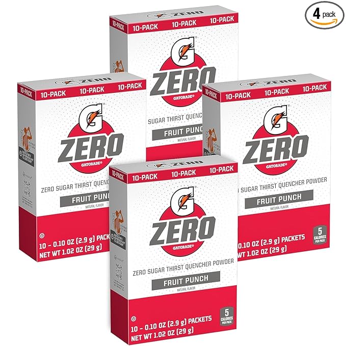 G Zero Thirst Quencher Powder Packets 0.10 oz Individual Packets (40 Count) (Fruit Punch)