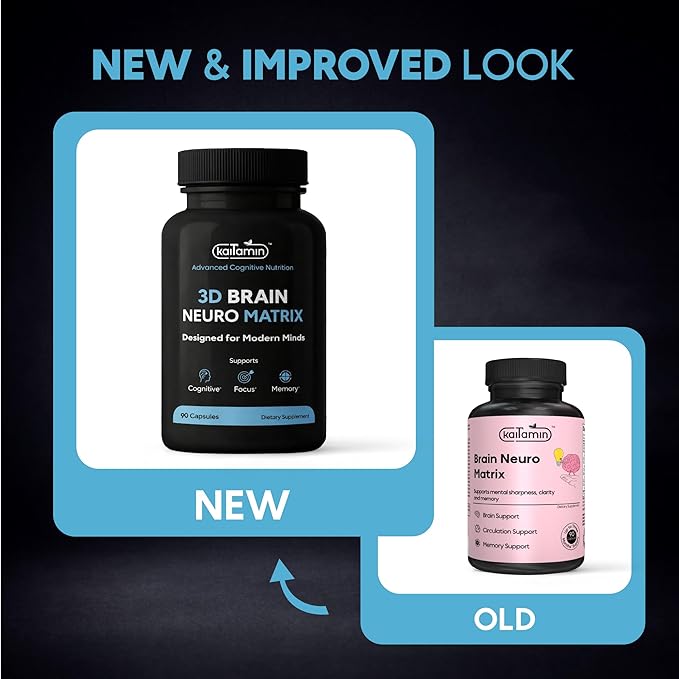 Brain Neuro Matrix – Memory &amp Focus Nootropic with Ginkgo Biloba &amp Huperzine A – Caffeine-Free Vegan Brain Supplement for Clarity Focus &amp Mood – 90 Capsules (3-Month Supply)
