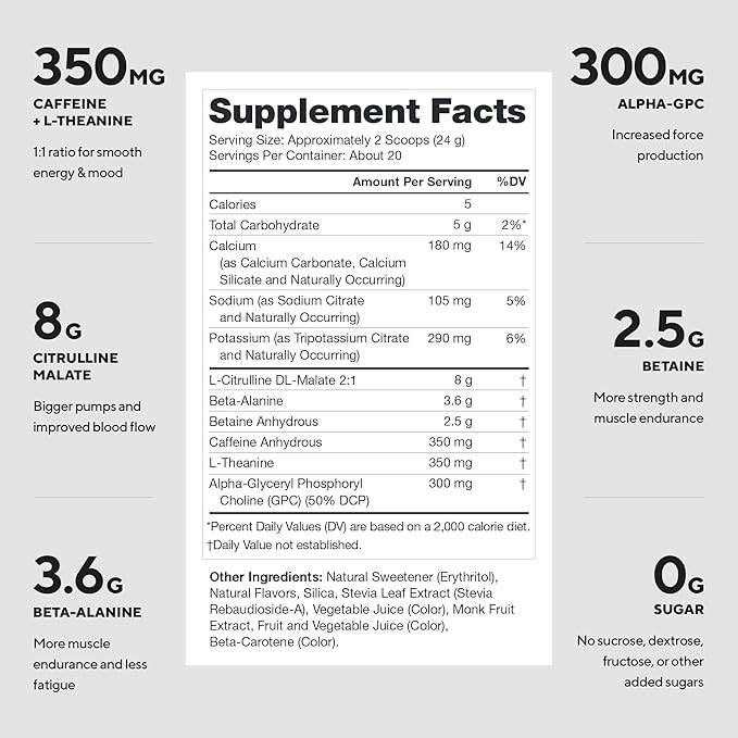 LEGION Pulse Pre Workout - All Natural Nitric Oxide Preworkout Drink to Boost Energy Creatine Free Naturally Sweetened Beta Alanine Citrulline Alpha GPC (Pink Lemonade)